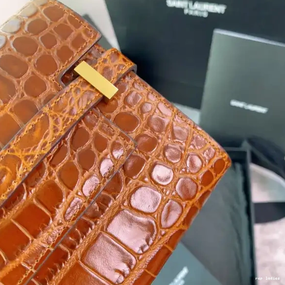 Repzbay REP YSL IN LEATHER CLUTCH MANHATTAN CROCODILE-EMBOSSED 0518